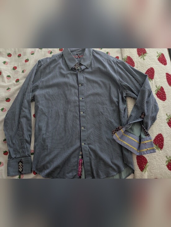 Robert Graham Other - Robert Graham Purple Teal Striped Mens Shirt Size XL
